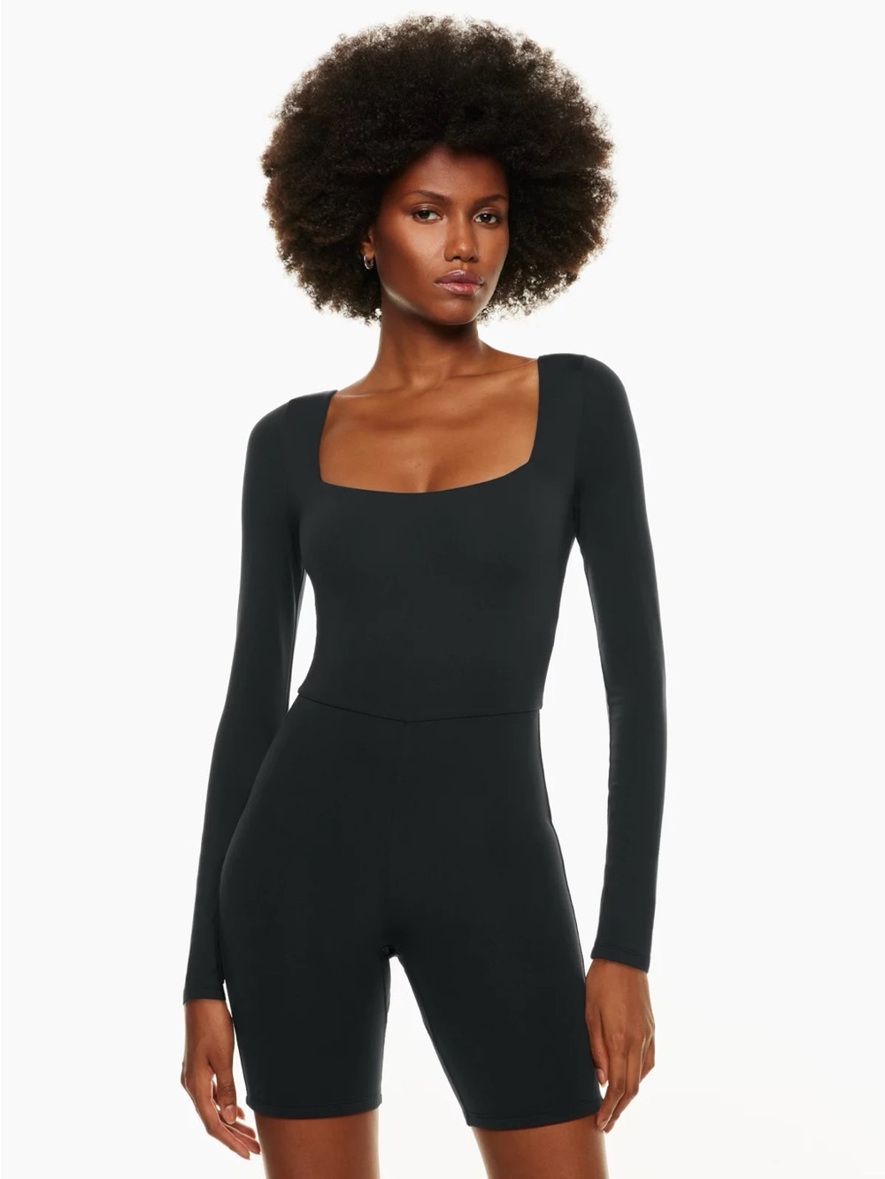 Babaton Black Contour Squareneck Longsleeve Romper